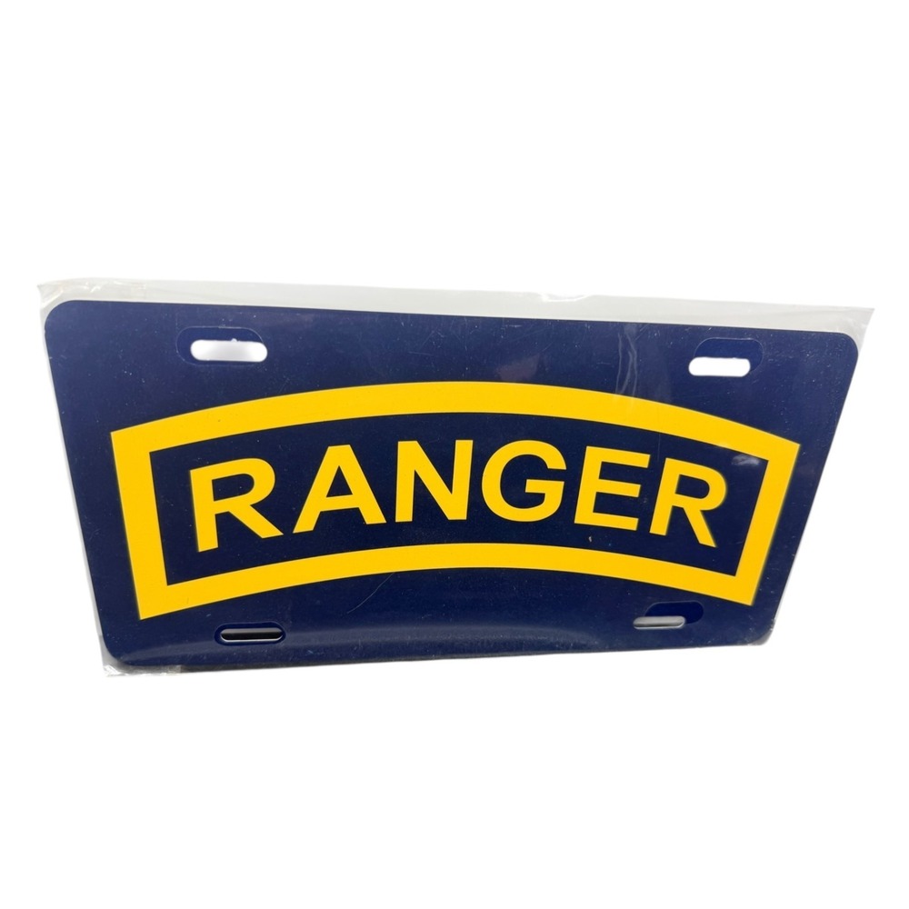 US Army Ranger License Plate Tag Military Blue Yellow Car Auto Decor Aluminum